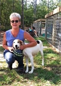 Birgit Derrick fosters a hound from the County Shelter.