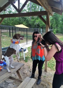 Olga gets the attention of Shelter dog Ginger so her daughter, Nicole, can capture some great candids of the cute Pointer mix.